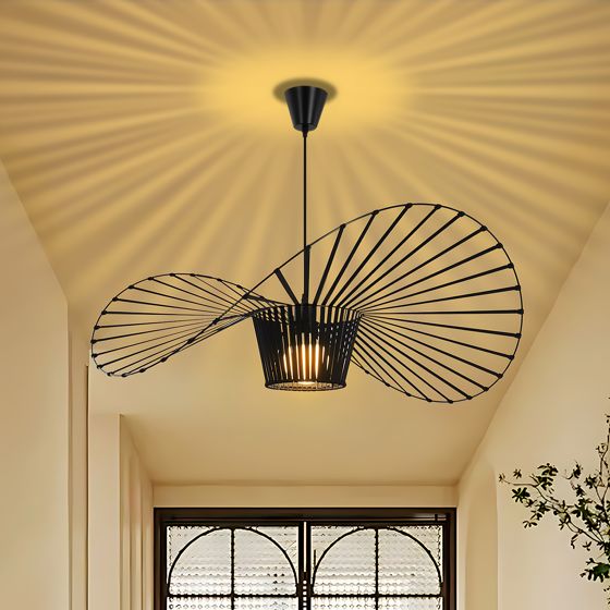 NETTLIFE sort pendellampe, E27 moderne, diameter 60 cm polycarbonat, designsokkel maks. 40 W til stue, spisestue, uden pære