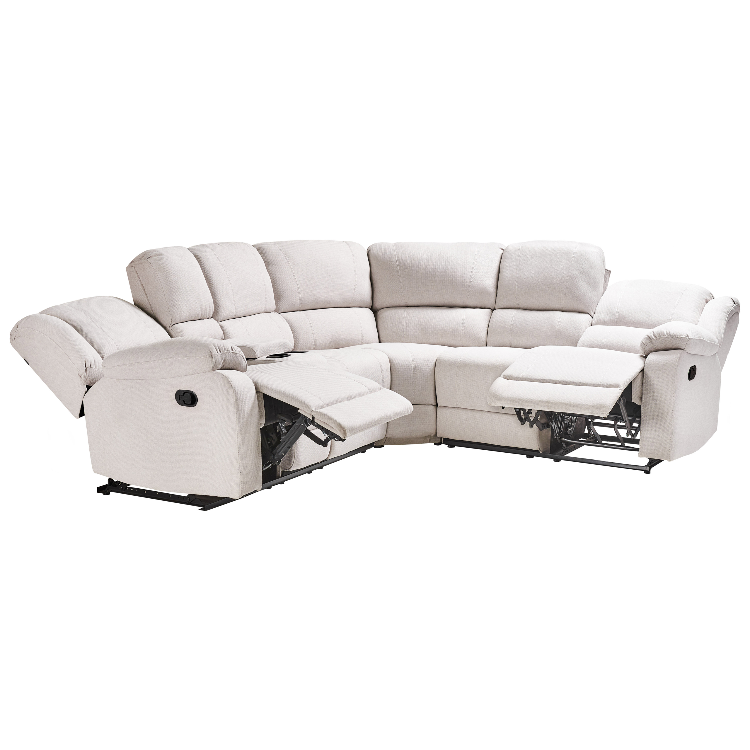 Manuel recliner hjørnesofa 5 personers ROKKE Cremehvid Lys Beige Venstrevendt