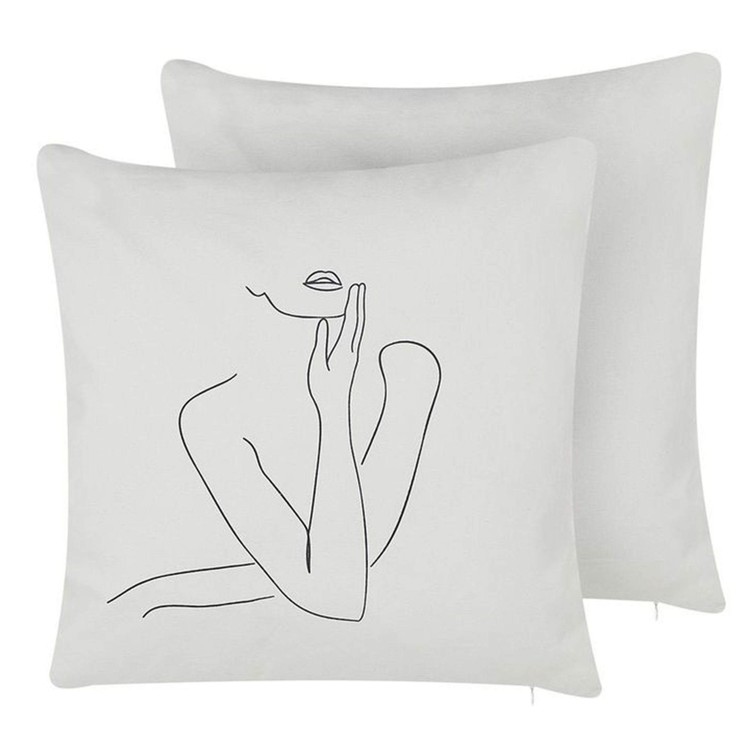 Sæt af 2 pyntepuder MEADOWFOAM 45 x 45 cm Bomuld Hvid Abstraktmønster