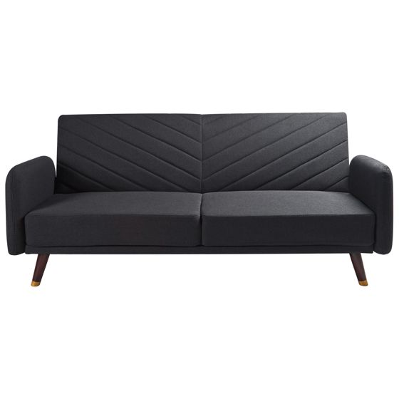 Sovesofa 3 personers SENJA Kunstlinned Sort