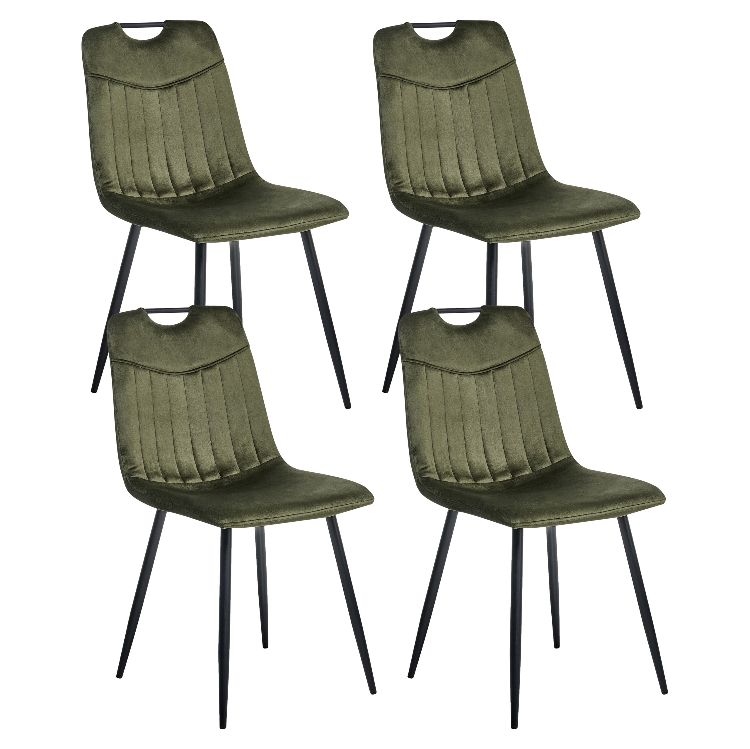 Sæt med 4 spisebordsstole ARGYLE Velour Mørkegrøn