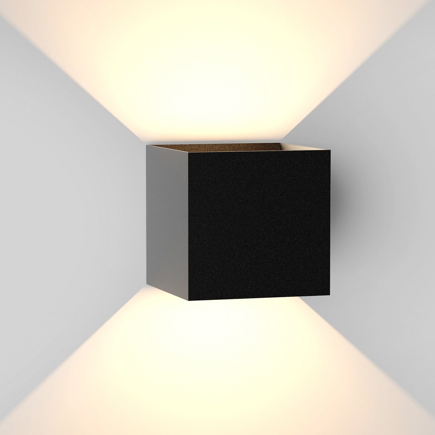 NETTLIFE LED - væglampe til indendørs brug, sort, til udendørs brug, 5 W, udendørs lys, op og ned - væglampe, IP65, 3000 K, varm hvid