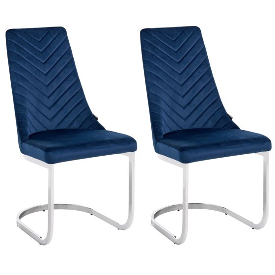 Sæt med 2 spisebordsstole ALTOONA Velour Navy Blå