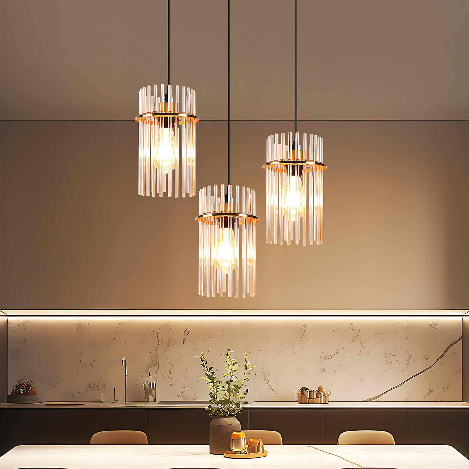 NETTLIFE Retro Guld Pendellampe, Glas Pendellampe med E27 Fatning, 1 Lyskilde, 30 cm, til Spisestue, Bar, Stue (uden pære)