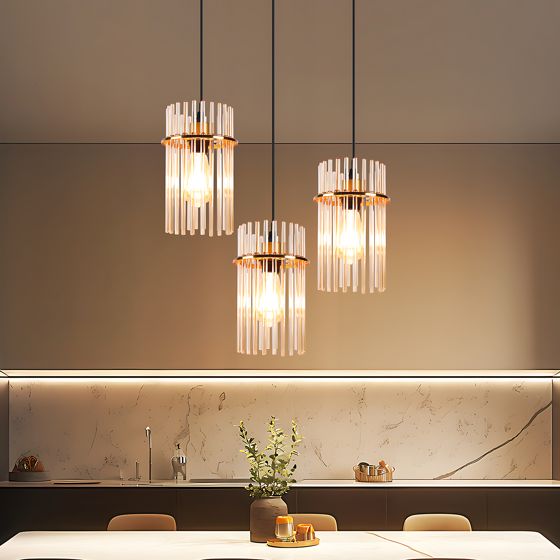 NETTLIFE Retro Guld Pendellampe, Glas Pendellampe med E27 Fatning, 1 Lyskilde, 30 cm, til Spisestue, Bar, Stue (uden pære)