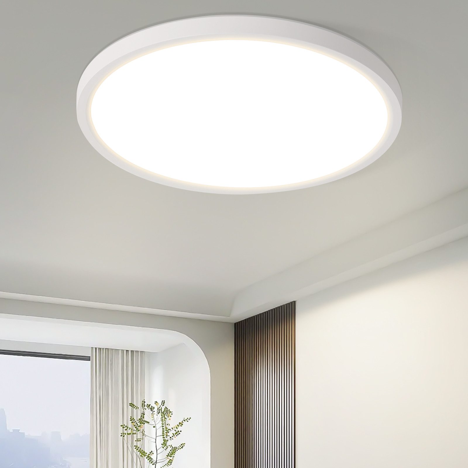 NETTLIFE flad, LED loftlampe, til soveværelse, sort, 18 cm, 15 W, ikke dæmpbar, varm hvid, 3000K