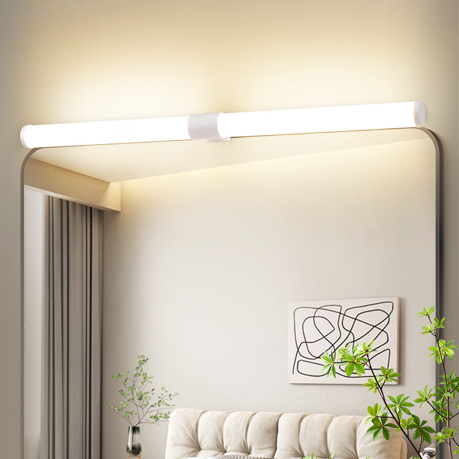 NETTLIFE 8 W LED badeværelsesspejllampe 60 cm hvid vægmonteret badeværelseslampebeslag vandtæt IP44 4000K