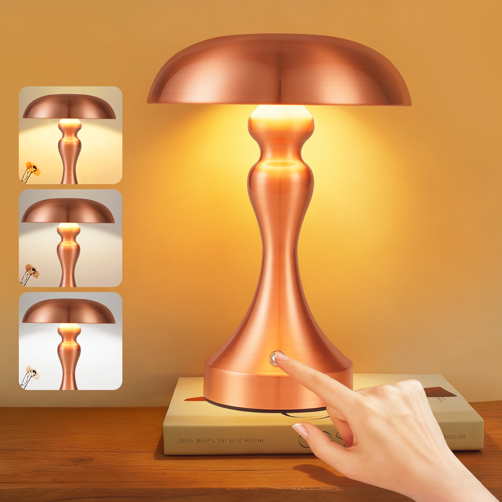NETTLIFE LED-sengelampe, berøringsdæmpbar, trådløs, USB-genopladelig, vintage-stil