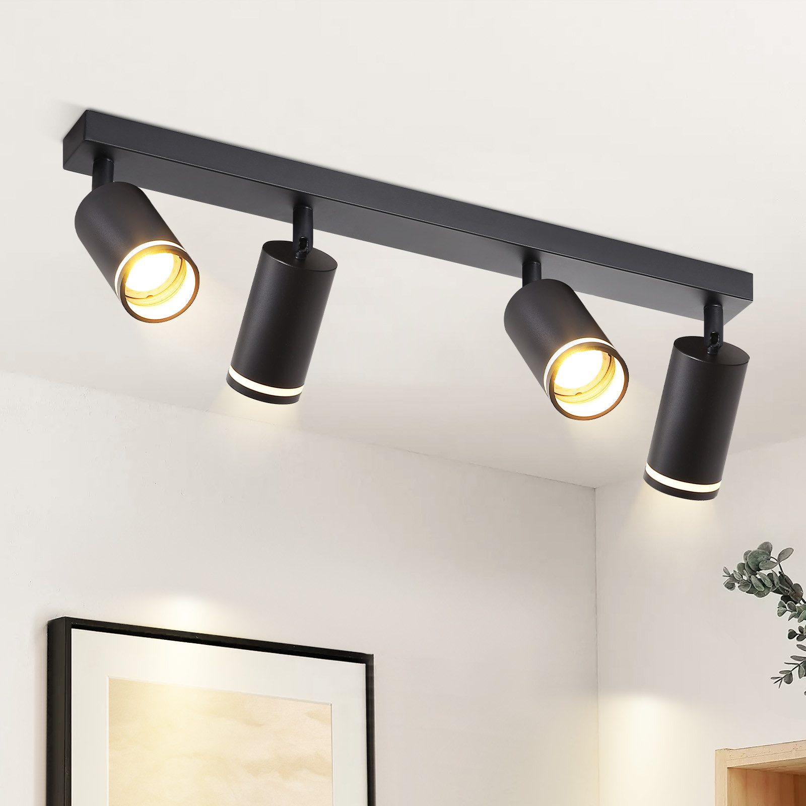 NETTLIFE LED - loftslampe med 4 flammer - sort loftslampe GU10 drejespot i træ uden lampe
