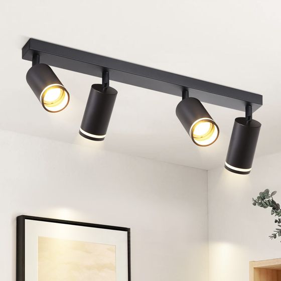 NETTLIFE LED - loftslampe med 4 flammer - sort loftslampe GU10 drejespot i træ uden lampe