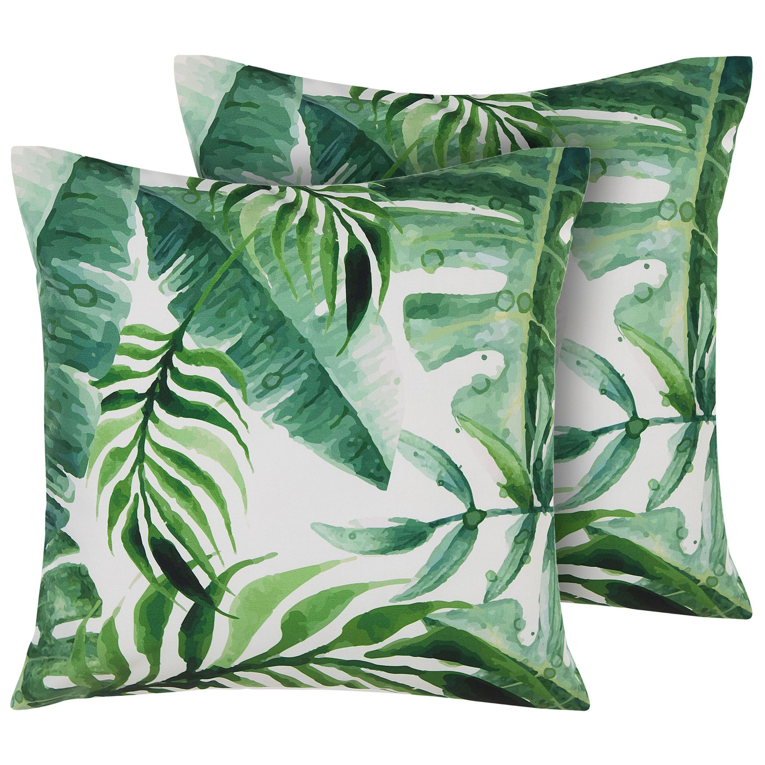 Sæt af 2 havehynder PAVELLI Plante mønster 45 x 45 cm Grøn