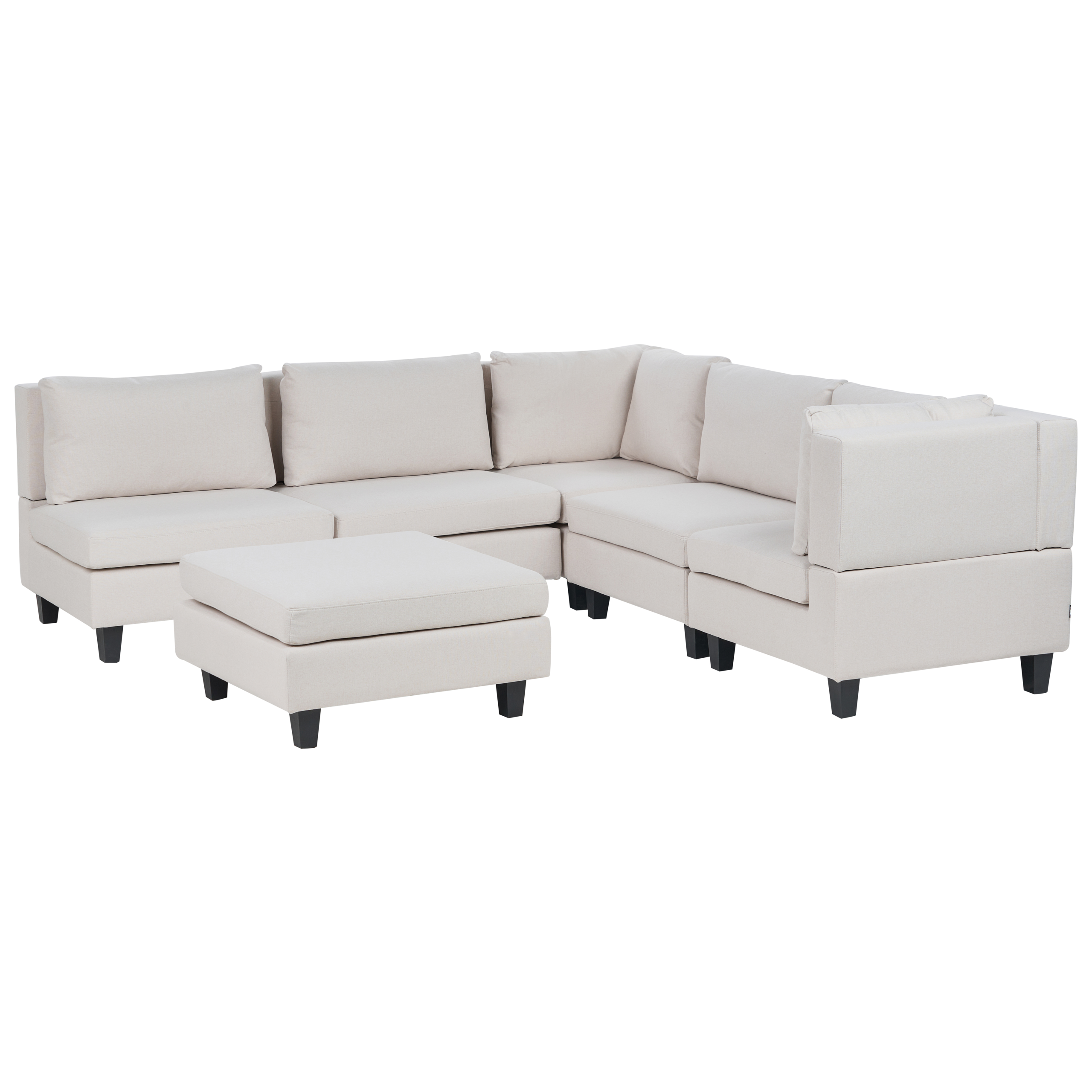 Hjørnesofa modul 5 personers UNSTAD med fodskammel Lys Beige Venstrevendt