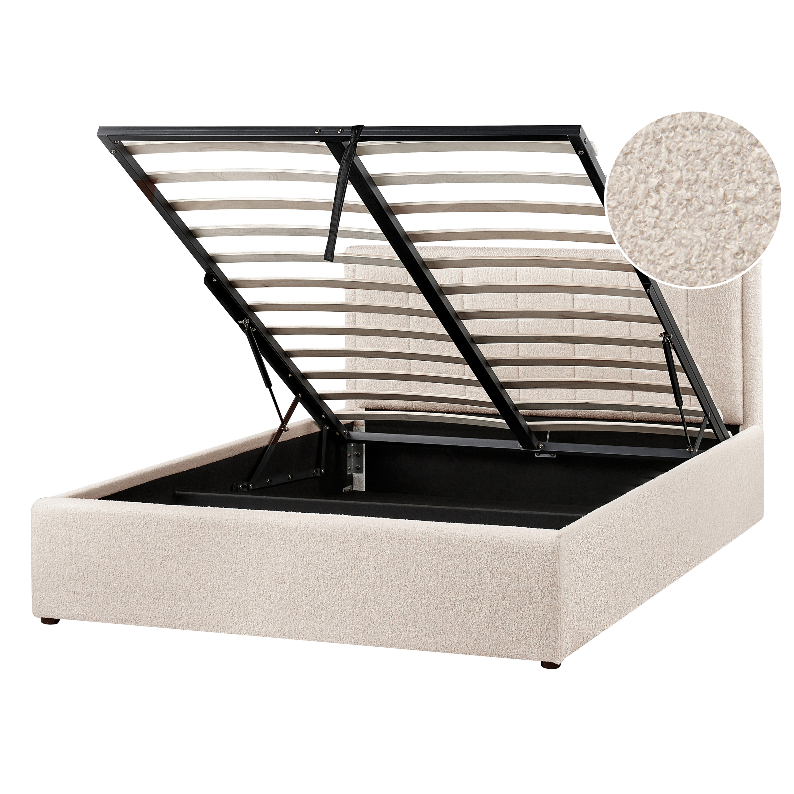 Seng med opbevaring MONTLAUR Boucle Beige 140 x 200 cm
