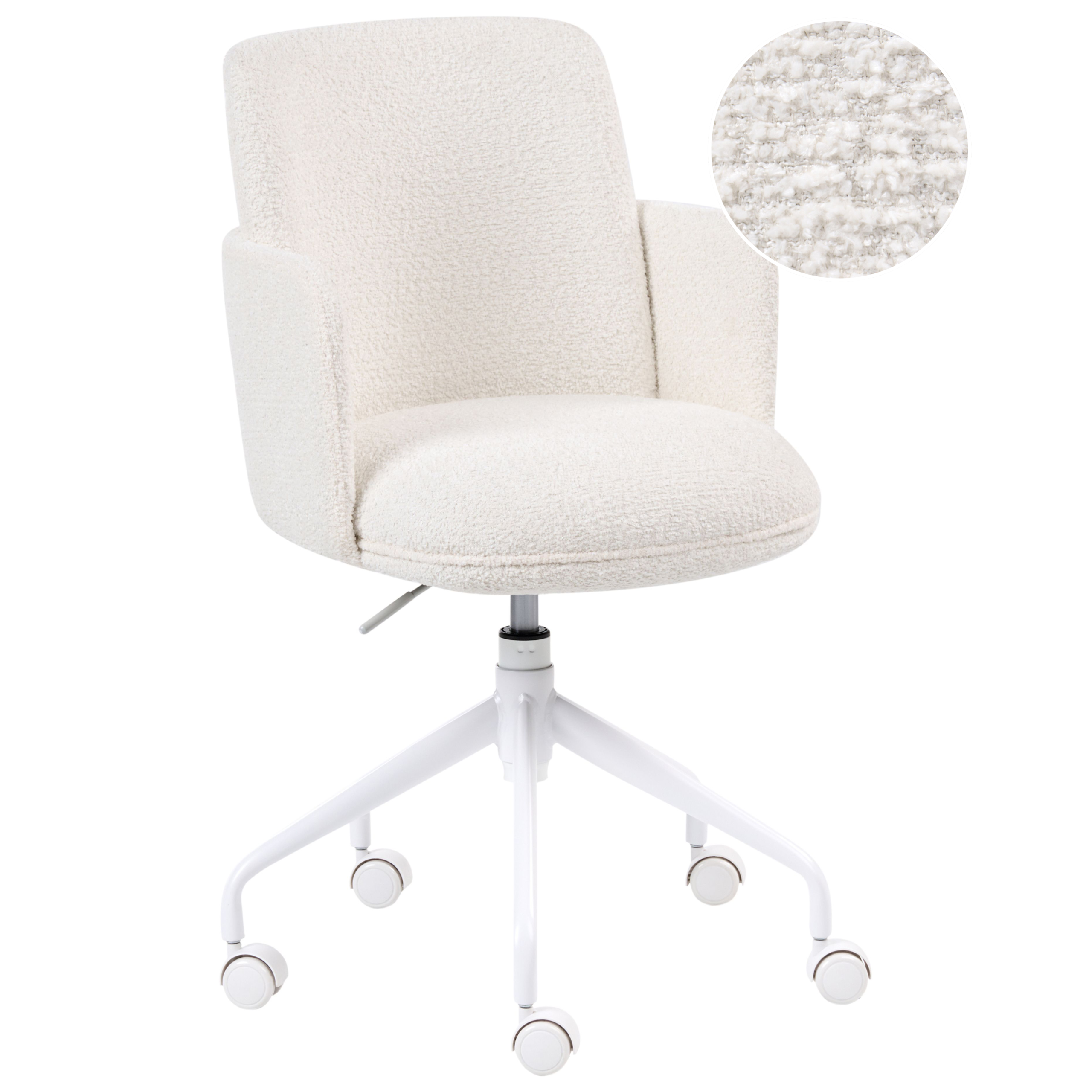 Kontorstol DRYDEN Boucle Cremehvid