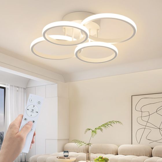 NETTLIFE LED loftlampe, 4-ringes LED loftlampe, dæmpbar, hvid, 48 W, stuelampe