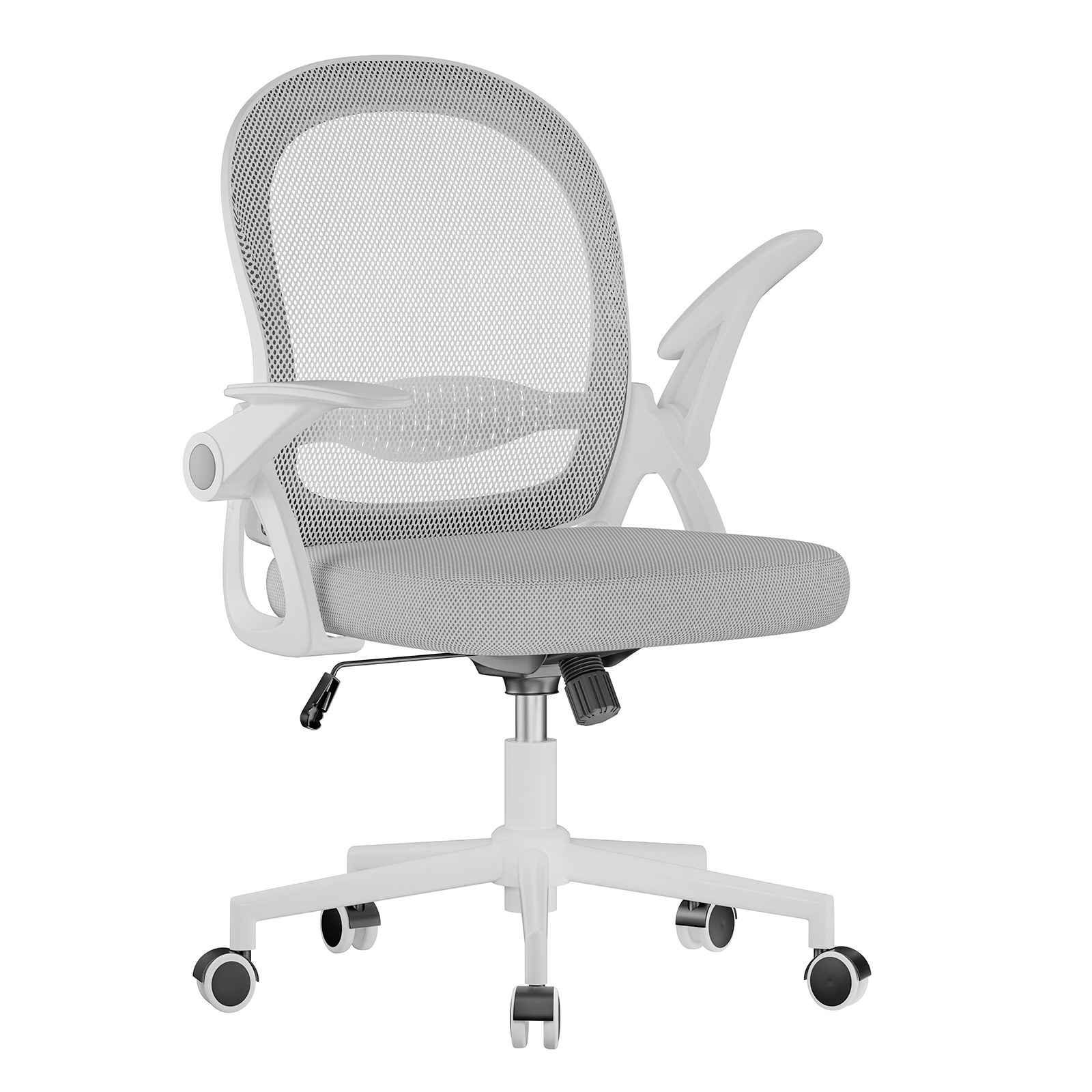 Toimistotuoli G ergonomisk mesh stof foldbare armlæn højdejusterbar hjem kontor hvid grå
