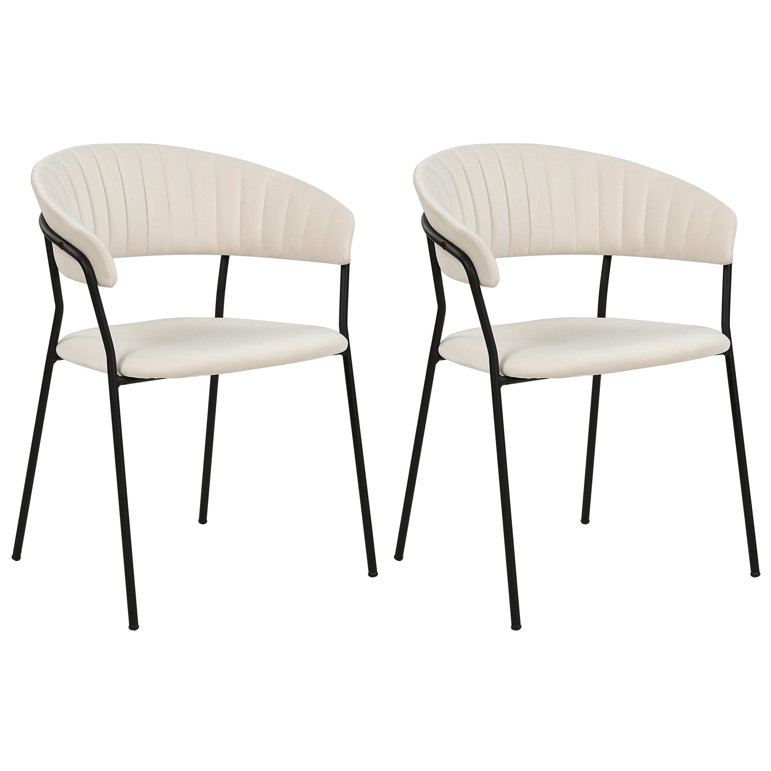 Sæt med 2 spisebordsstole MARIPOSA Velour Cremehvid