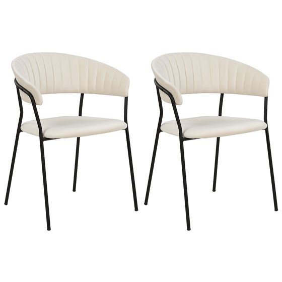 Sæt med 2 spisebordsstole MARIPOSA Velour Cremehvid