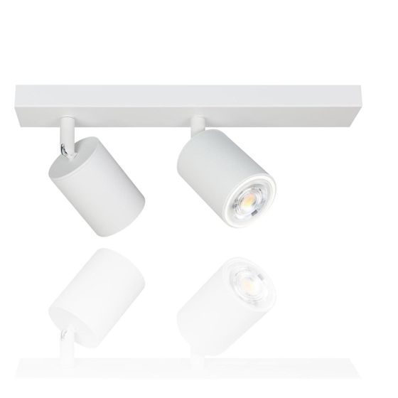 NETTLIFE loftspotlight med 2 flammer, hvid metal