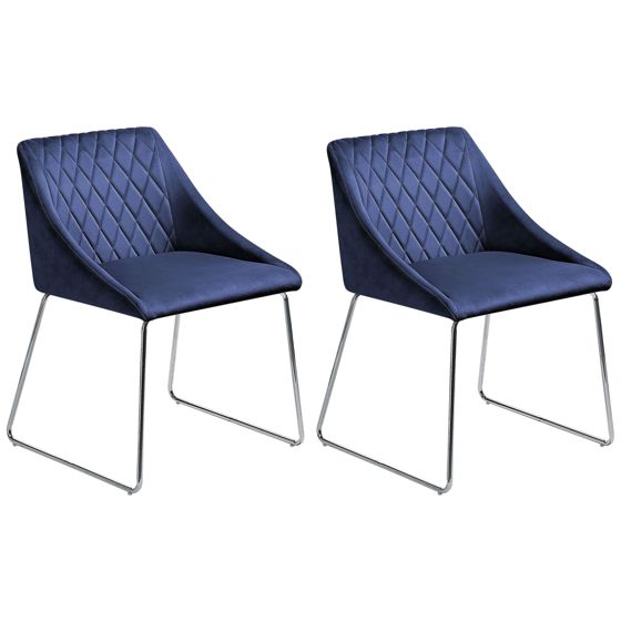 Sæt med 2 spisebordsstole ARCATA Velour Navy Blå