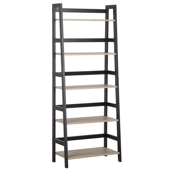 5-etagers reol CROYDON 163 cm Sort