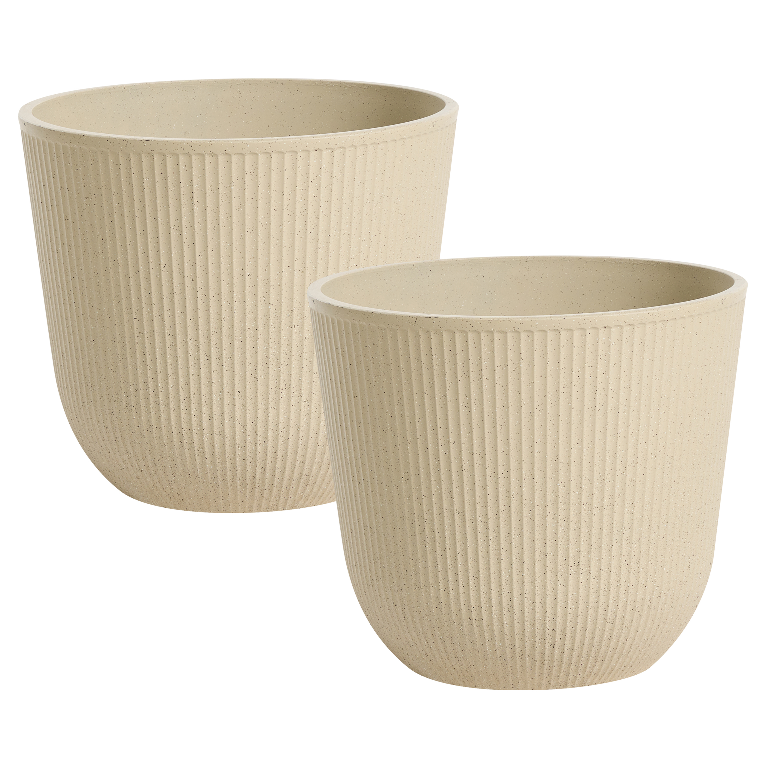 Sæt med 2 plantekrukker DRABA 44 cm Beige