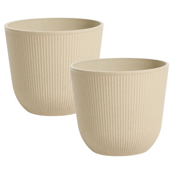 Sæt med 2 plantekrukker DRABA 44 cm Beige