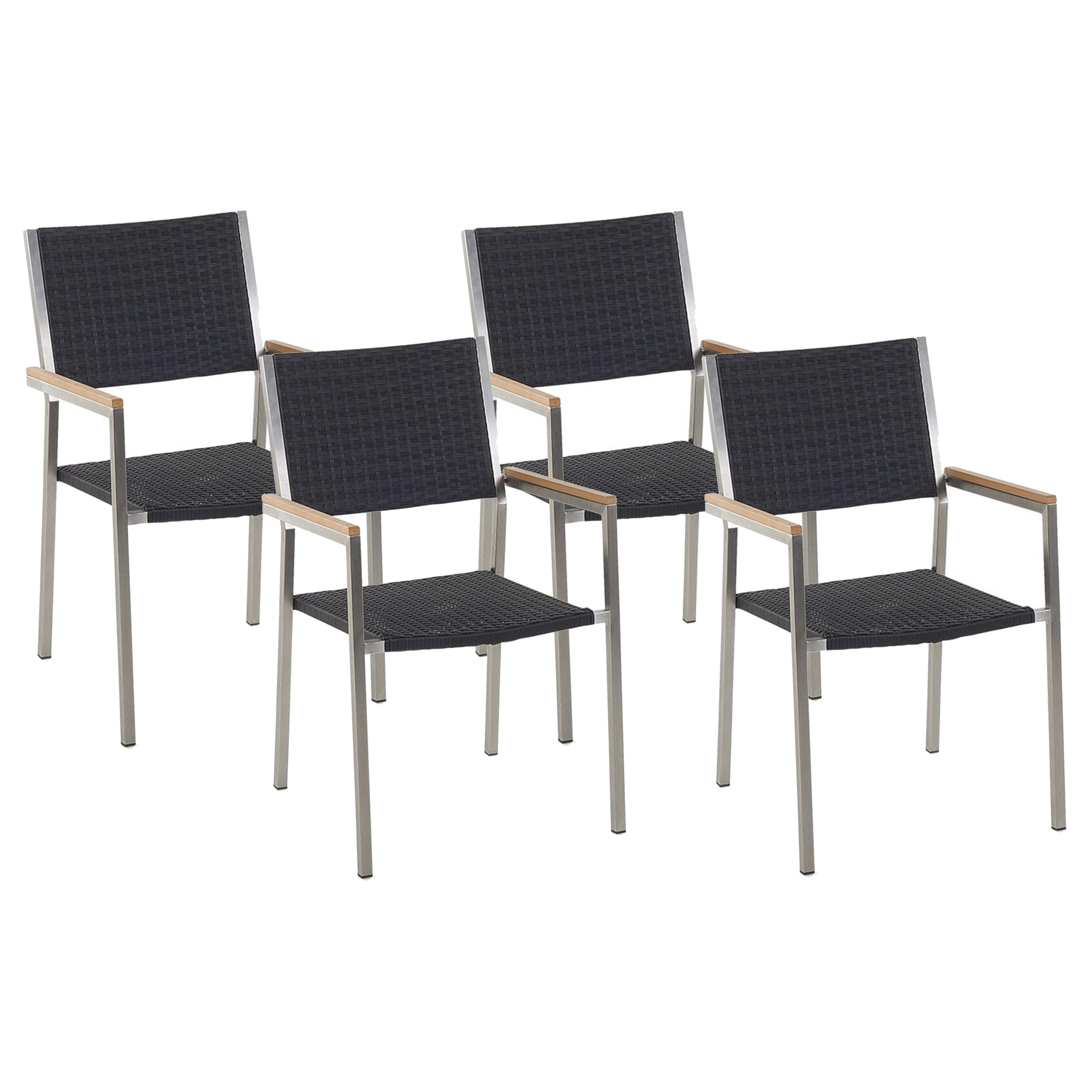 Sæt af 4 havestole GROSSETO PE-rattan Sort
