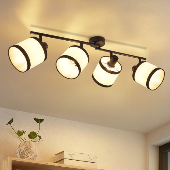 NETTLIFE 4-lyskilder sort loftslampe vintage stof e14 LED 350° drejelig soveværelse stue køkken kontor entré uden pære