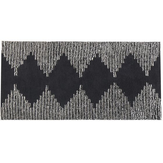 Gulvtæppe BATHINDA Sort/hvid 80 x 150 cm Bomuld