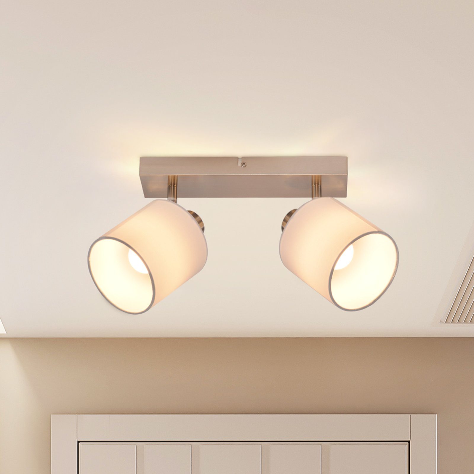 NETTLIFE 2 moderne loftspotlights E14 sølv 350° drejelig MAX.25W køkkenlampe stofgardin til stue soveværelse (uden pære)