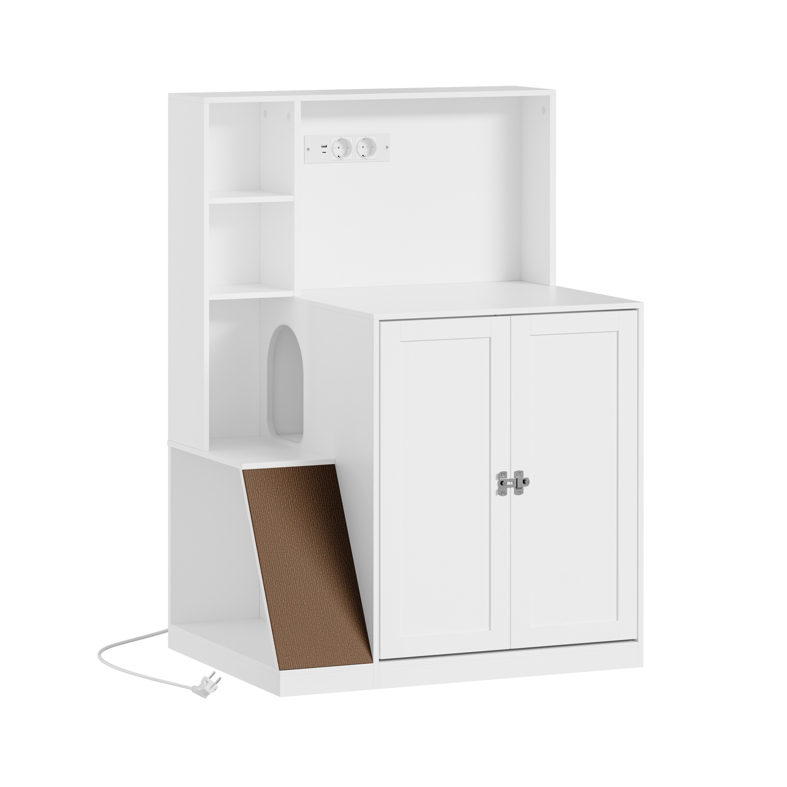 Kattetoilet-skab med integreret stikkontakt, hvid, 80x60x116.5 cm, HAT10-E-W