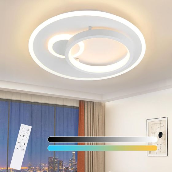NETTLIFE LED loftlampe, til stue, moderne, 33 W, dæmpbar lampe med fjernbetjening, rund. Ganglampe til soveværelse.