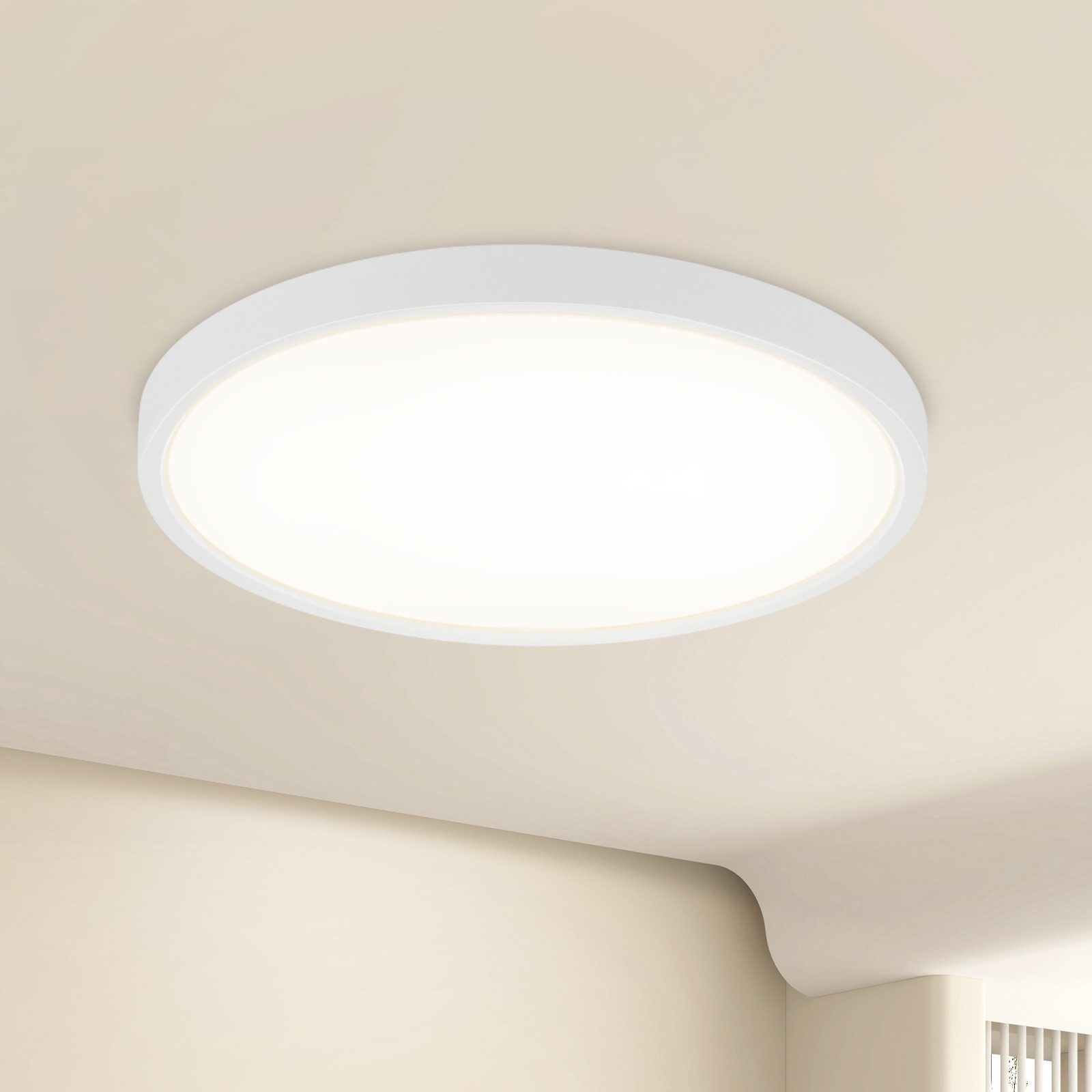 NETTLIFE flad LED loftlampe 18 cm - 15 W, hvid, 4000 K - moderne belysning til køkken, entré, soveværelse