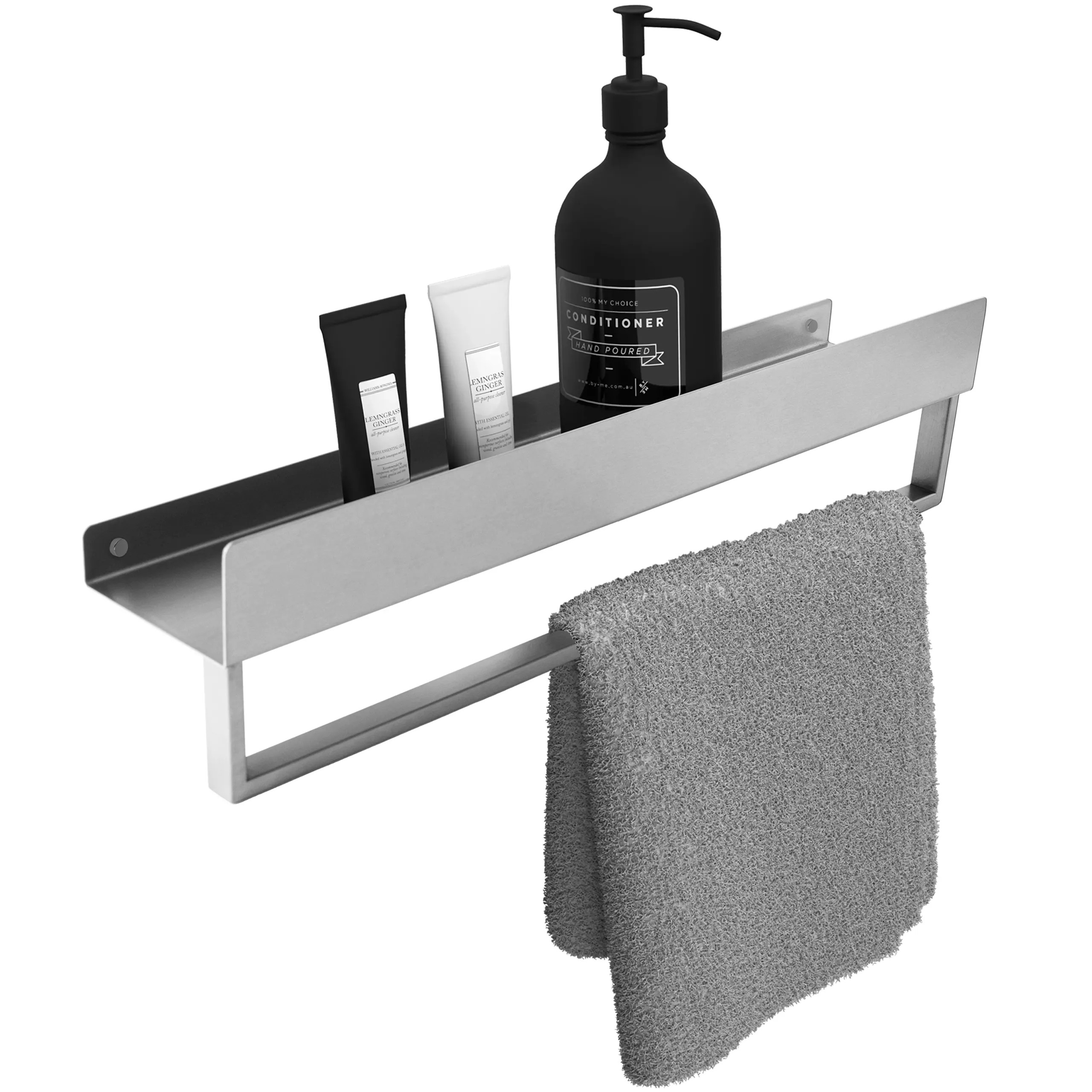 REA badeværelseshylde til badekar SF01-450 45cm Børstet stål, 45x9x11cm