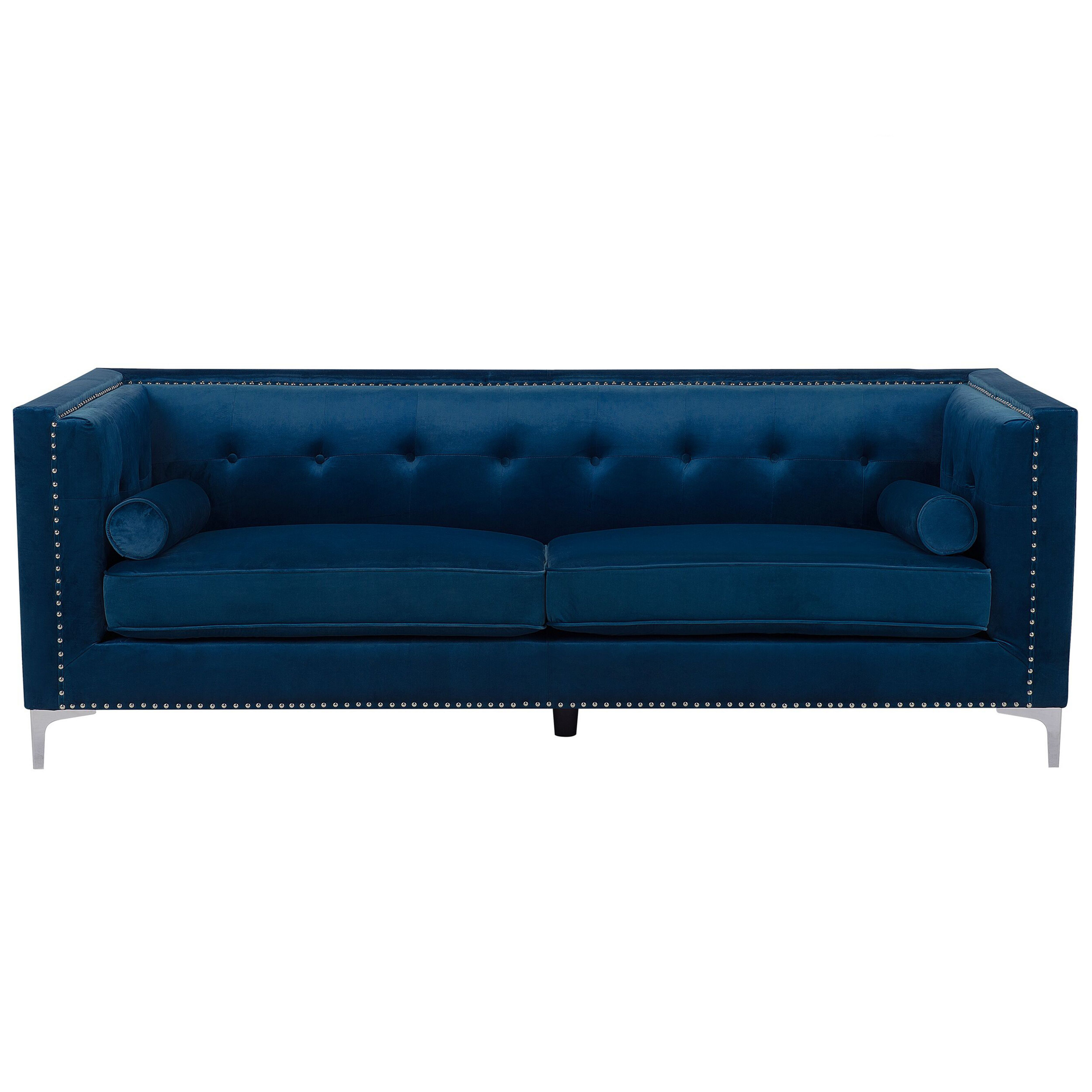Sofa 3 personers AVALDSENES Velour Navy Blå