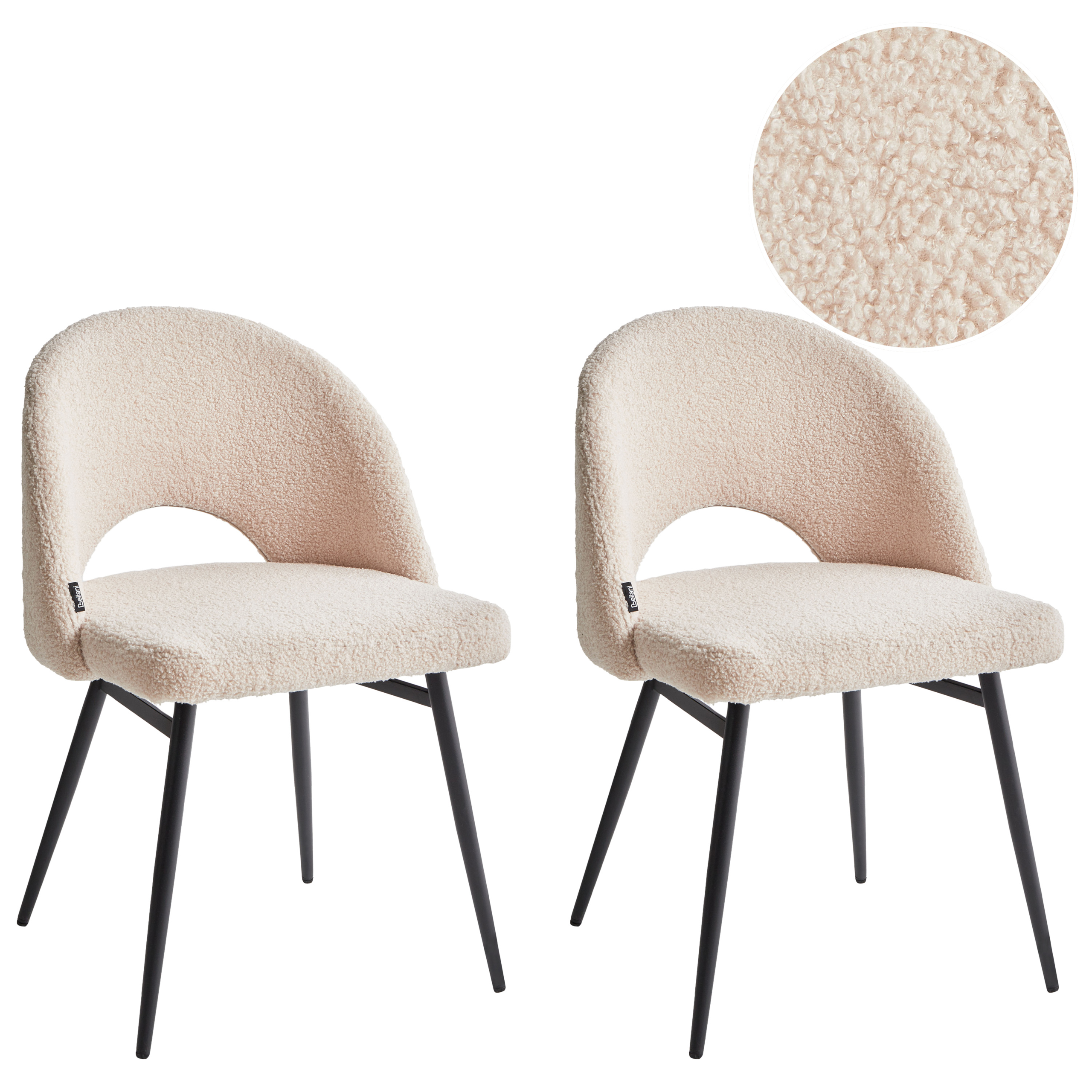 Sæt med 2 spisebordsstole ONAGA Boucle Beige