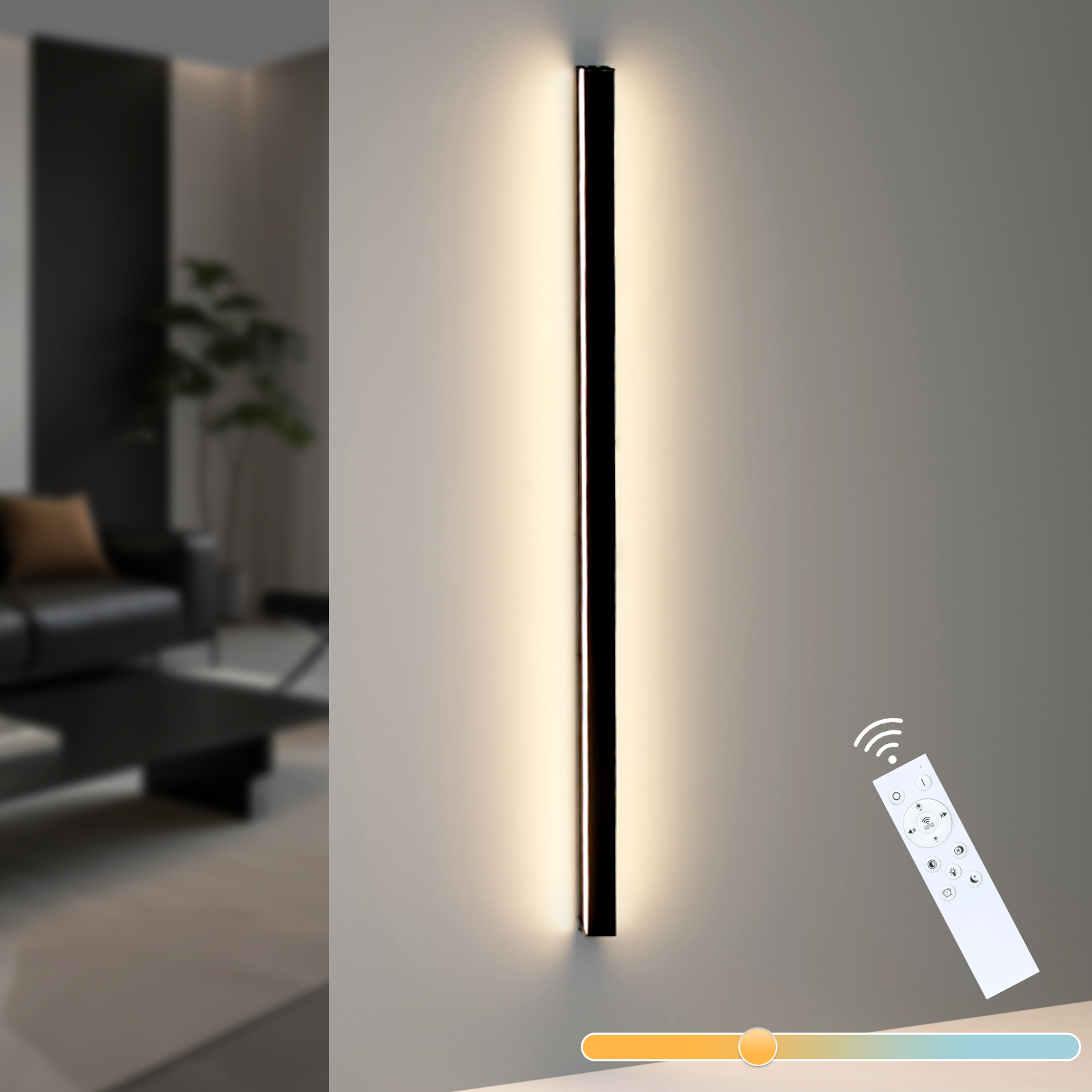 NETTLIFE LED - væglampe til indendørs brug, sort, dæmpbar, 100 cm, moderne, 15 W, entrelampe, væglampe