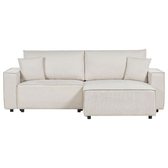 Sovesofa 3 personers KARILA med opbevaring Lys Beige Venstrevendt