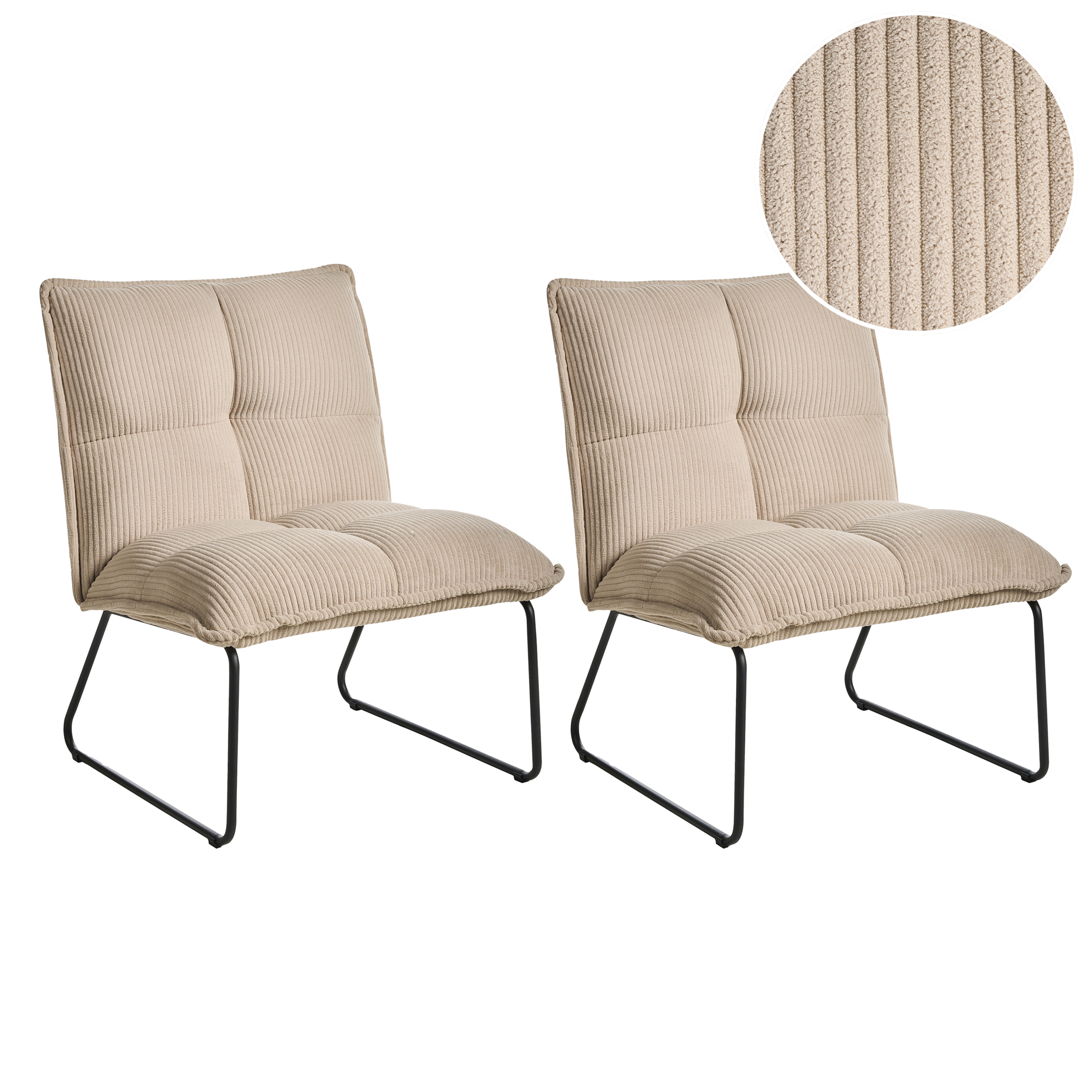 Sæt med 2 lænestole BJASTA Fløjl Beige
