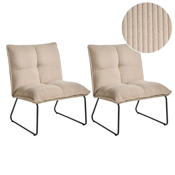 Sæt med 2 lænestole BJASTA Fløjl Beige