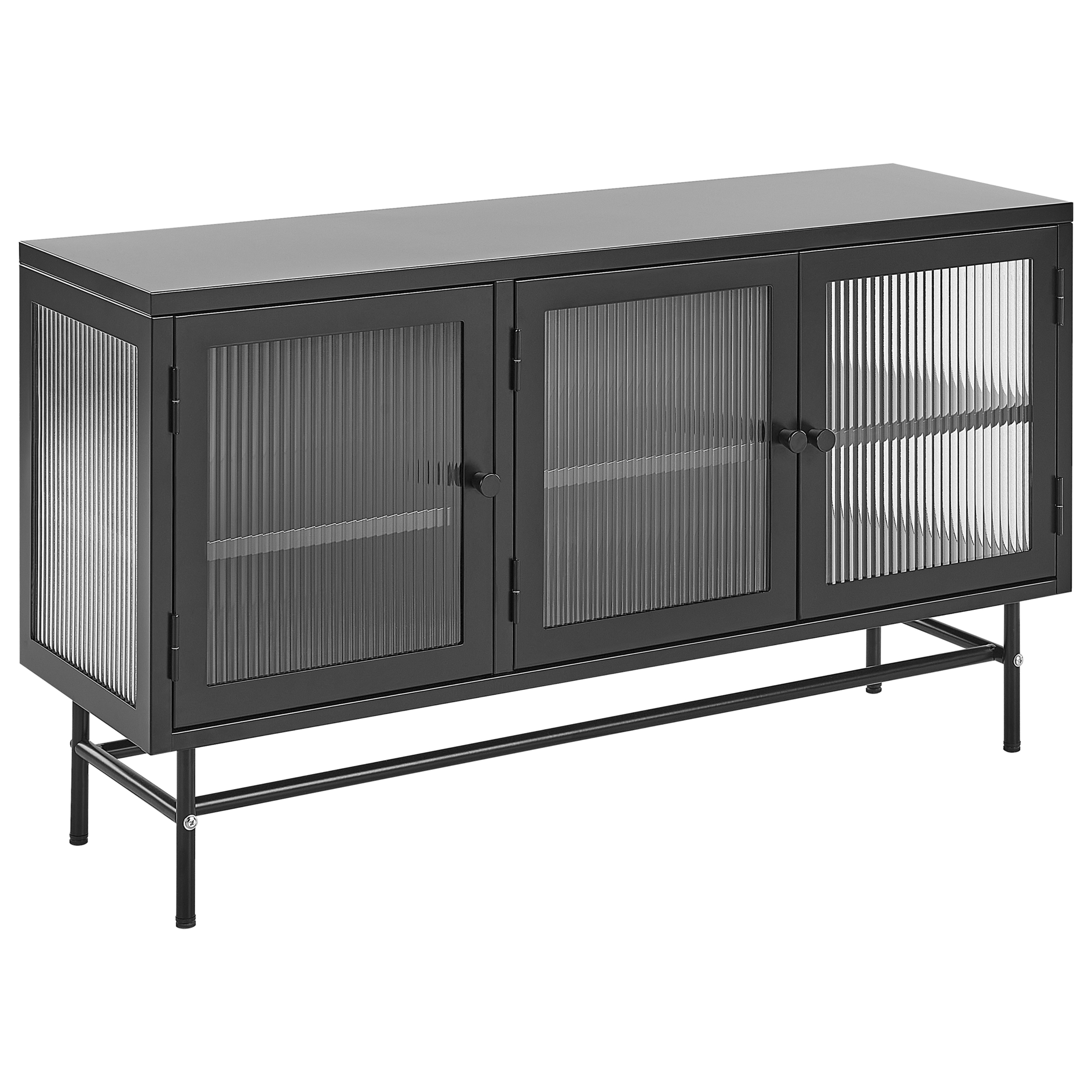 Glas vitrine skænk DEVON 115 cm Metal Sort
