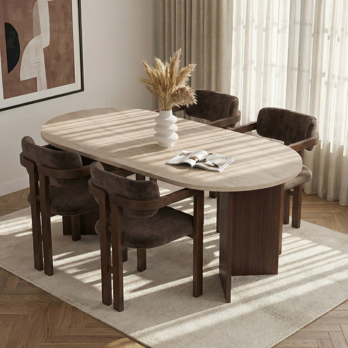 Norda Design Spisebord- og stolesæt (5 Pieces) Meridia 4 90 x 180 x 75 cm