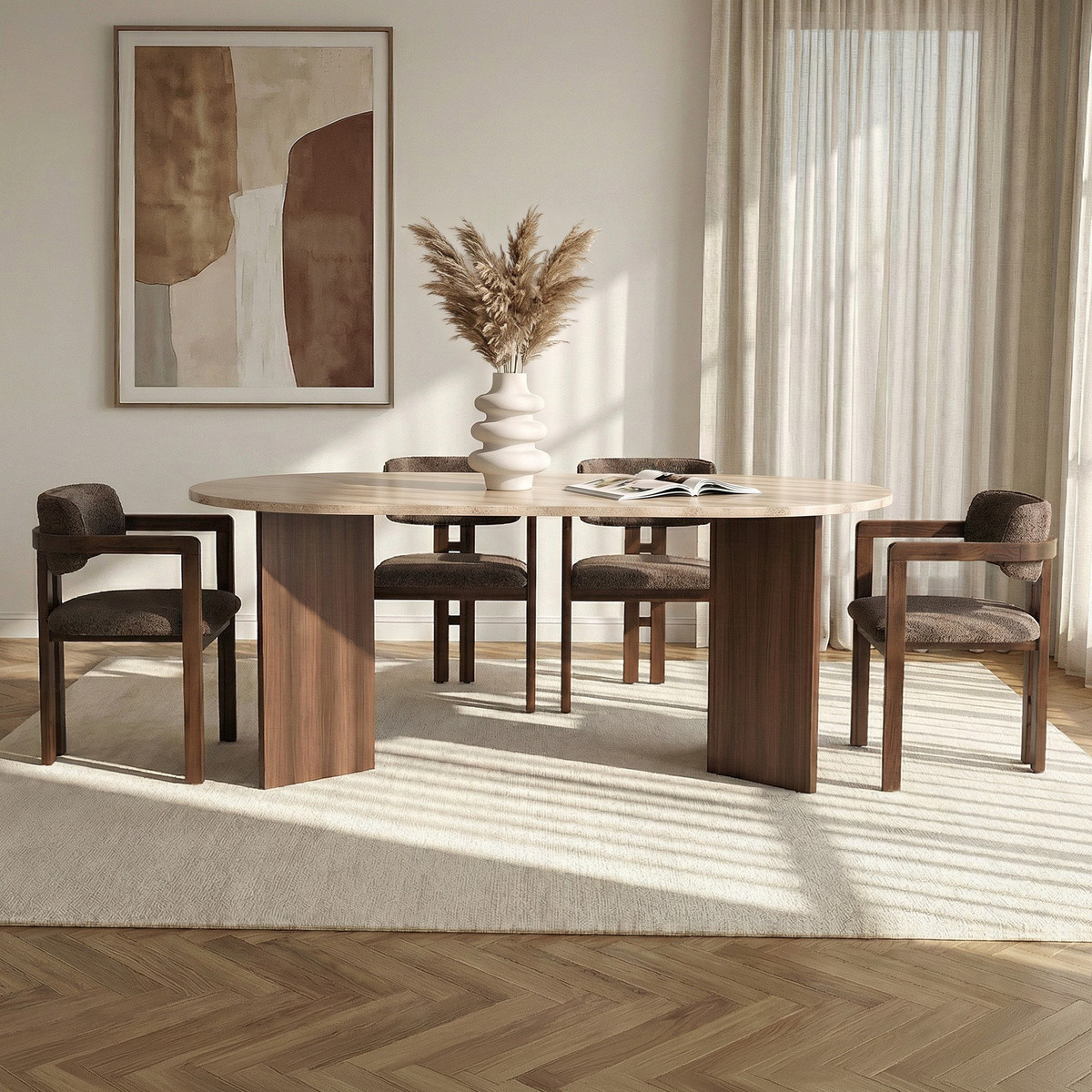Norda Design Spisebord- og stolesæt (5 Pieces) Meridia 4 90 x 180 x 75 cm
