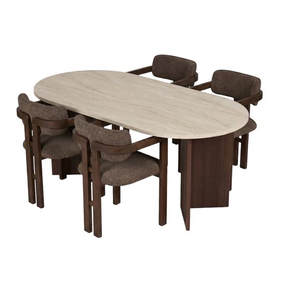 Norda Design Spisebord- og stolesæt (5 Pieces) Meridia 4 90 x 180 x 75 cm