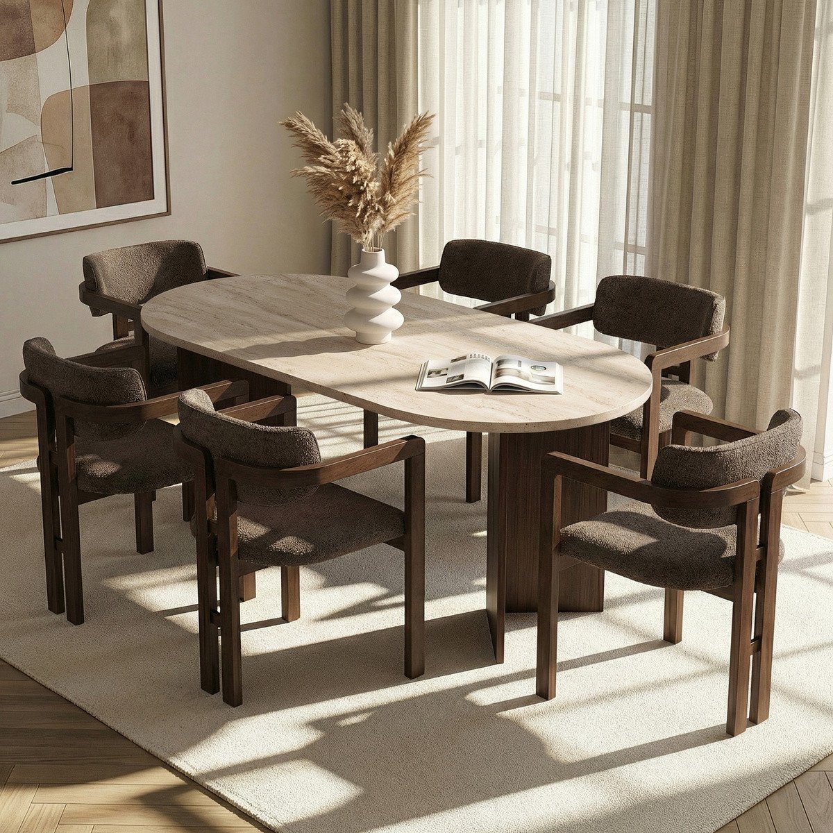 Norda Design Spisebord- og stolesæt (7 Pieces) Meridia 6 90 x 180 x 75 cm