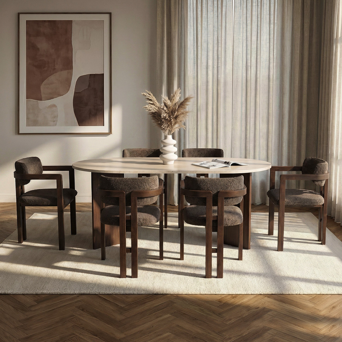 Norda Design Spisebord- og stolesæt (7 Pieces) Meridia 6 90 x 180 x 75 cm