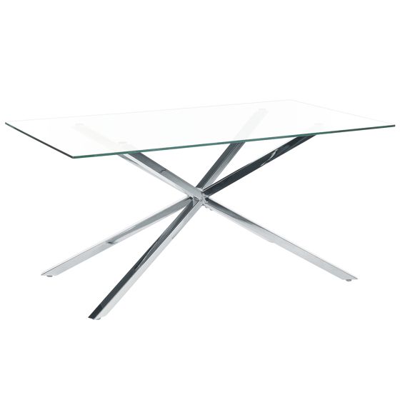 Spisebord CORA Sølv 160 cm 90 cm Hærdet glas