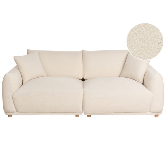 Sofa 3 personers JUBEK Boucle Cremehvid