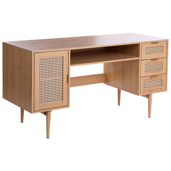 Skrivebord RAFFRA 140 cm 60 cm Lysebrun